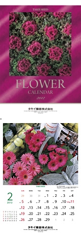 タキイ種苗２０１２年花カレンダーサイズは縦57.7?、横42?。同社の通信販売サイトで１部1000円（税込）で数量限定で販売中。