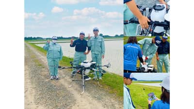 登米総合産業高校で農業科の生徒に自動飛行ドローンを実演　ナイルワークス