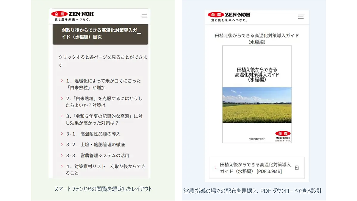 生産者・ＪＡ向け「温暖化（高温）対策特設ページ」公開　ＪＡ全農