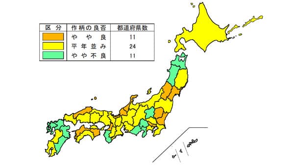「平年並み」24道府県　22年産水稲の作柄　8月15日現在