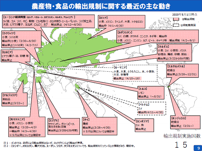 輸出規制実施　15か国に－農水省