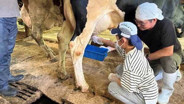 夏休み特別企画「びん牛乳の今と未来」小学生親子が、猛暑の酪農現場で体験学習