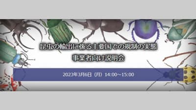 「昆虫の輸出に係る主要国での規制の実態」オンラインセミナー実施　矢野経済研究所
