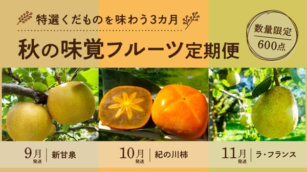 3か月連続で秋の果物を楽しむ「秋の味覚フルーツ定期便」開始　ポケットマルシェ
