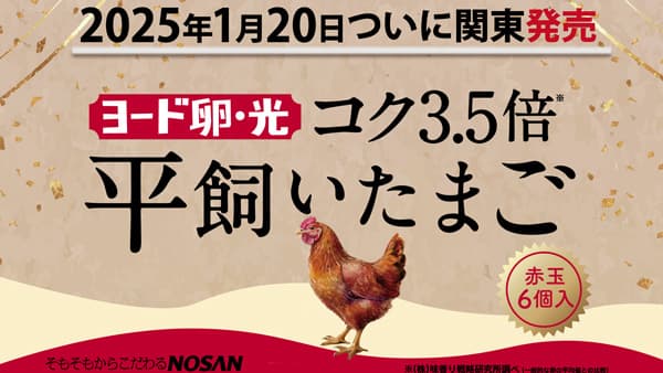 まったり濃厚「コク3.5倍ヨード卵・光 平飼いたまご」関東で販売開始