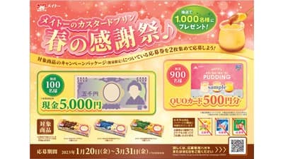 「メイトーのカスタードプリン　春の感謝祭♪」20日から実施　協同乳業