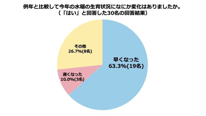 新米シーズン早まる予想　約半数が「生育状況に変化あり」ポケットマルシェ