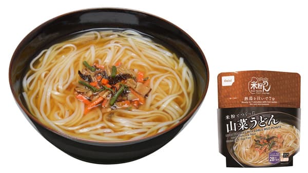 寒い季節の備蓄食に「米粉でつくった山菜うどん」新発売　尾西食品