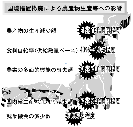 国産措置撤廃による農産物生産等への影響