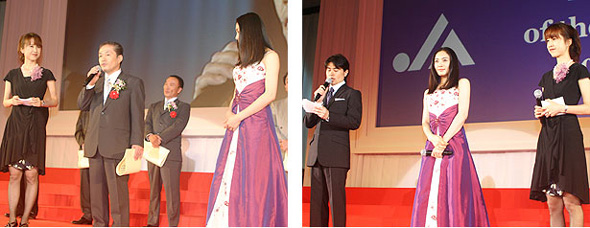 表彰式はＴＢＳの安東弘樹、広重玲子両アナウンサーの司会で進行。イメージキャラクターの仲間由紀恵さんも駆けつけた