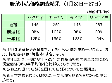 野菜小売価格調査