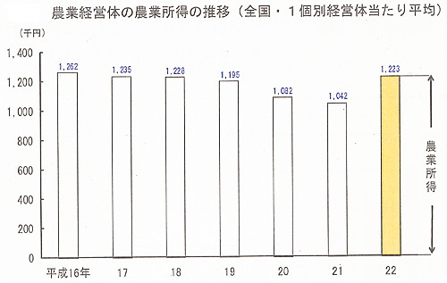 農業経営体の農業所得の推移