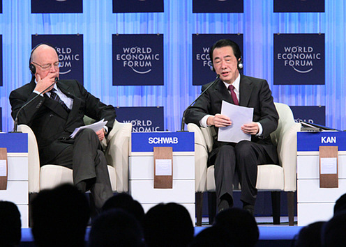 平成23年１月29日（現地時間）世界経済フォーラム（WEF）2011年年次総会（ダボス会議）の特別講演後、質疑に答える菅総理