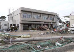 津波に襲われたＪＡいしのまき野蒜研修センター