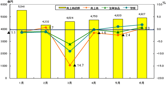 【データで見る小売業界　百貨店編】2011年６月　生鮮食品が８カ月ぶりにプラス