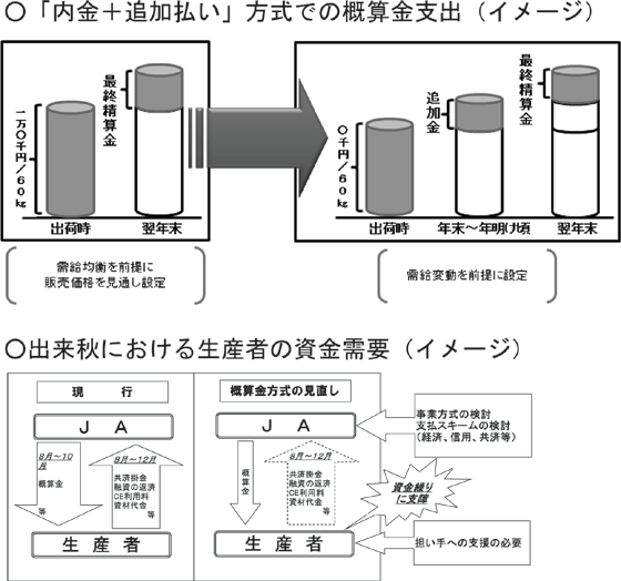 「内金＋追加払い」方式での概算金支出