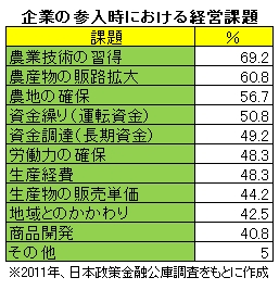 企業の参入時における経営課題