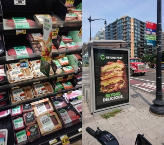 スーパーや街中で当然のように代替肉製品や代替肉の広告を見かけることができる