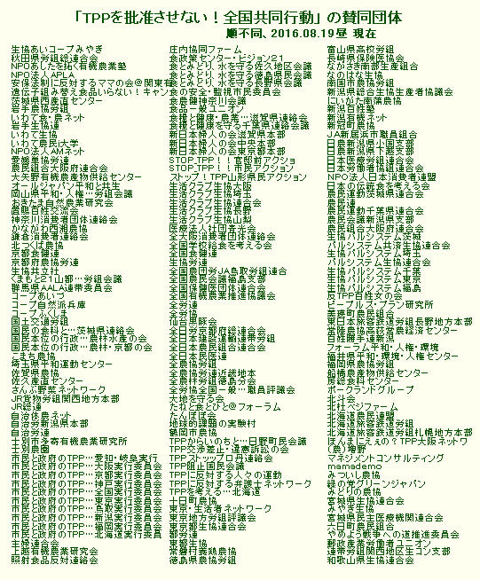 反ＴＰＰ運動の新段階