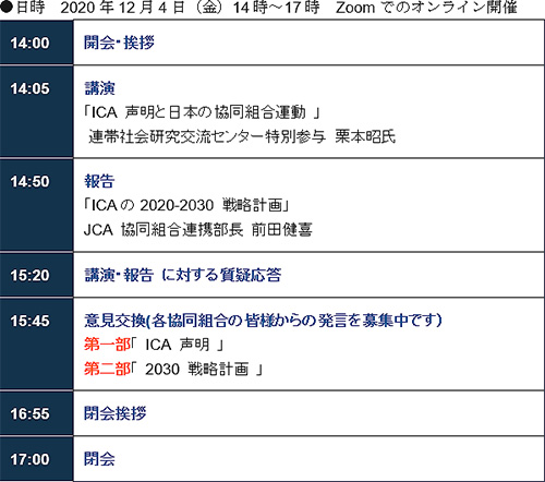 日時　2020年12月4日（金）14時～17時　Zoomでのオンライン開催