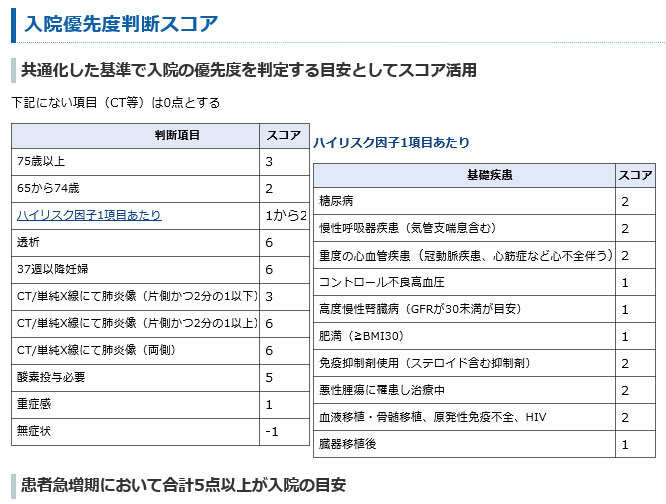 正義派の図　入院優先度判断スコア