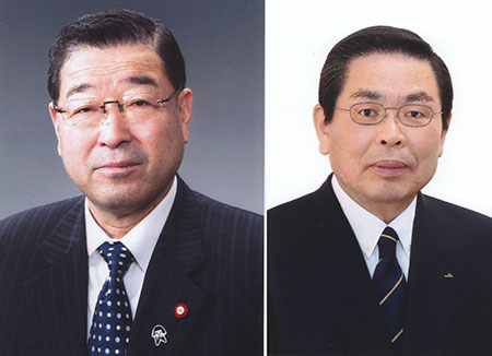 ▽代表理事会長　大橋信夫（=写真左） ▽副会長理事　青江伯夫（=写真右）