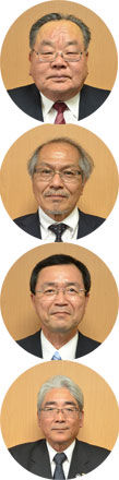 吉田康弘組合長、宮﨑充功副組合長、山脇利文専務、山田秀一常務