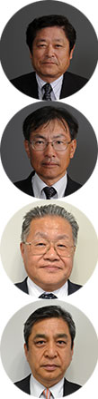 中出篤伸会長、楳田忠敬理事長、上林一男専務、向井定常務