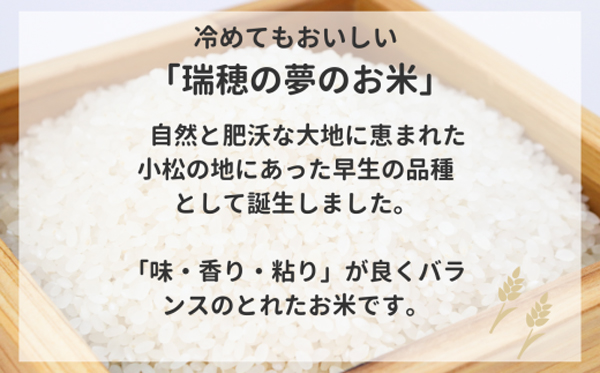 ＪＡ小松市　地元農家が育てた新米「ゆめみづほ」ふるさと納税で先行予約開始