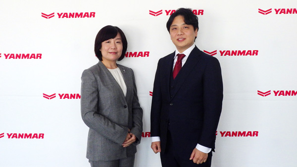 ヤンマーホールディングス取締役 サステナビリティ推進部長（CSuO） 白藤万理子氏（左）とフェイガー代表取締役の石崎貴紘氏