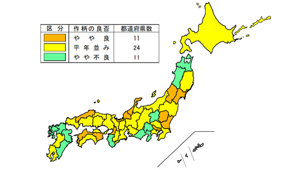 「平年並み」24道府県　22年産水稲の作柄　8月15日現在