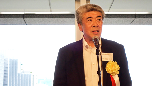 新たに全国主食集荷協同組合連合会（全集連）副会長に選ばれあいさつする円子徳通氏（6月4日、東京都内）