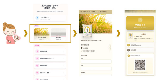 上川町出産・子育て応援ポータル　画面イメージ