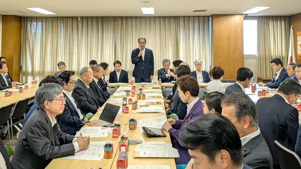 あいさつする江藤拓委員長