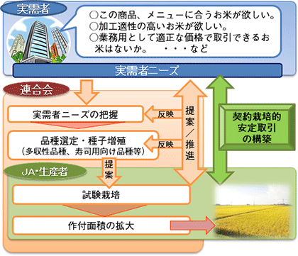 実儒者向け品種提案等による契約栽培取引の拡大