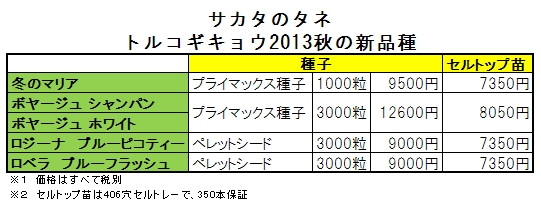 トルコギキョウ2013年秋の新品種