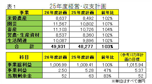 25年度経営・収支計画