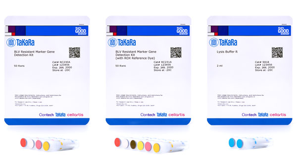 左から「BLV Resistant Marker Gene Detection Kit」「BLV Resistant Marker Gene Detection Kit(with ROX Reference Dye)」「Lysis Buffer R」