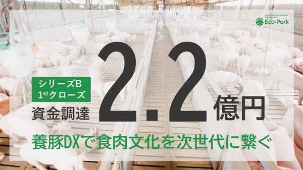 養豚DXのEco-Pork　新たに2.2億円を資金調達　養豚業界のDXを加速