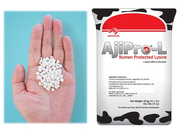 味の素が2011年から販売している乳牛用リジン製剤「AjiPro®-L」