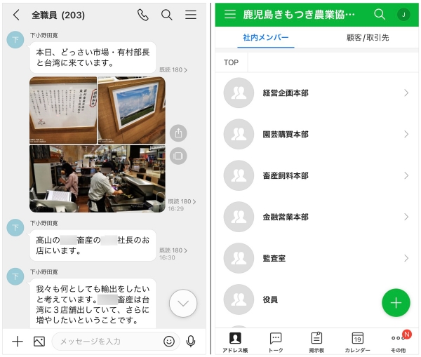 ＪＡ鹿児島きもつきでツールを活用している画面の例