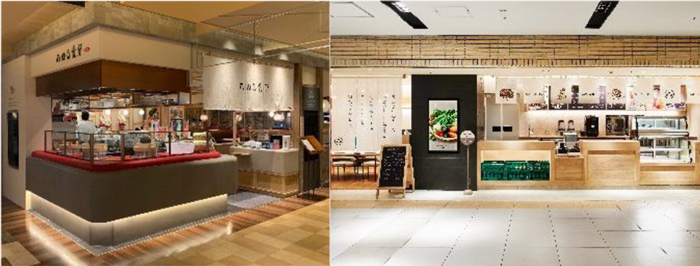 みのる食堂くまもと店（左）、みのりカフェアミュプラザ博多店