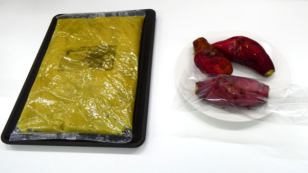 工場で試作された「焼いも」とサツマイモのペースト