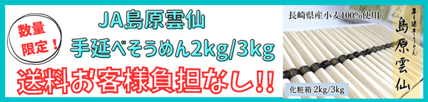 長崎県産「手延そうめん-島原雲仙」数量限定・送料負担なしで販売中　ＪＡタウン