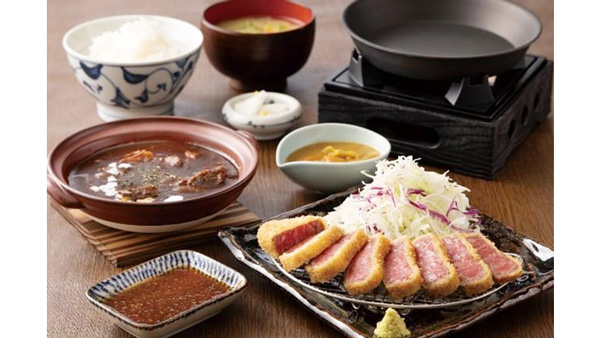 提供メニューイメージ「黒毛和牛かつのふたば定食（黒毛和牛かつとビーフシチュー）」（2739円・税込）