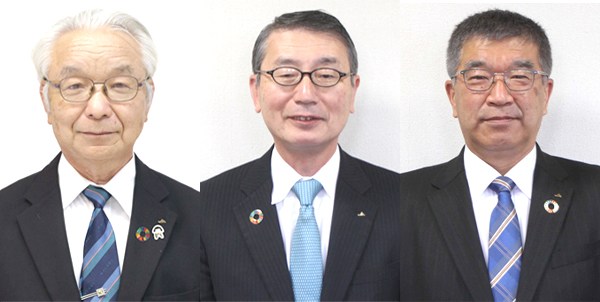 左から清水節男組合長、鈴木正美専務、隈園智弘常務