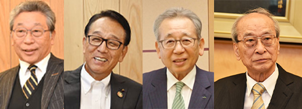左から、ＪＡ松本ハイランド　田中均組合長、ＪＡはだの　宮永均組合長、ＪＡいちかわ　今野博之組合長、農業協同組合研究会会長・東京大学名誉教授　谷口信和氏