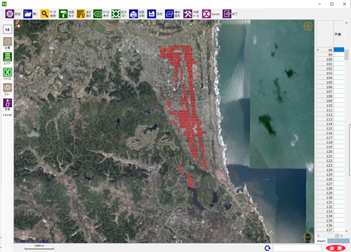 Z-GISで見た一宮町の航空写真_海が近く開けた圃場が特徴的