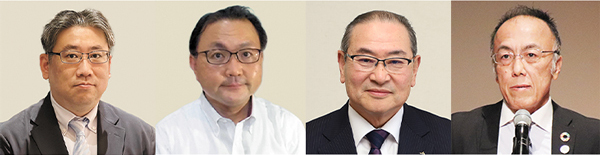 左から、農林水産省大臣官房政策課長　河村仁氏、東京大学大学院教授　安藤光義氏、ＪＡいわて中央代表理事組合長　佐々木雅博氏、グリーンコープ生協連合会専務理事　片岡宏明氏