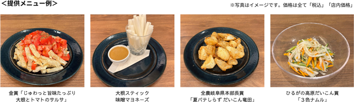 岐阜県「ひるがの高原だいこんフェア」みのるダイニング名提供メニュー例